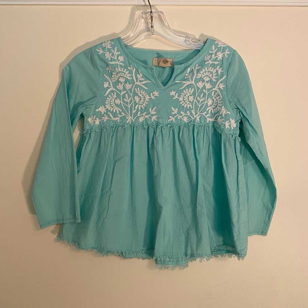 Peek Mint Green Cotton Appliquéd Top